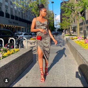 Leopard cheetah print chiffon dress